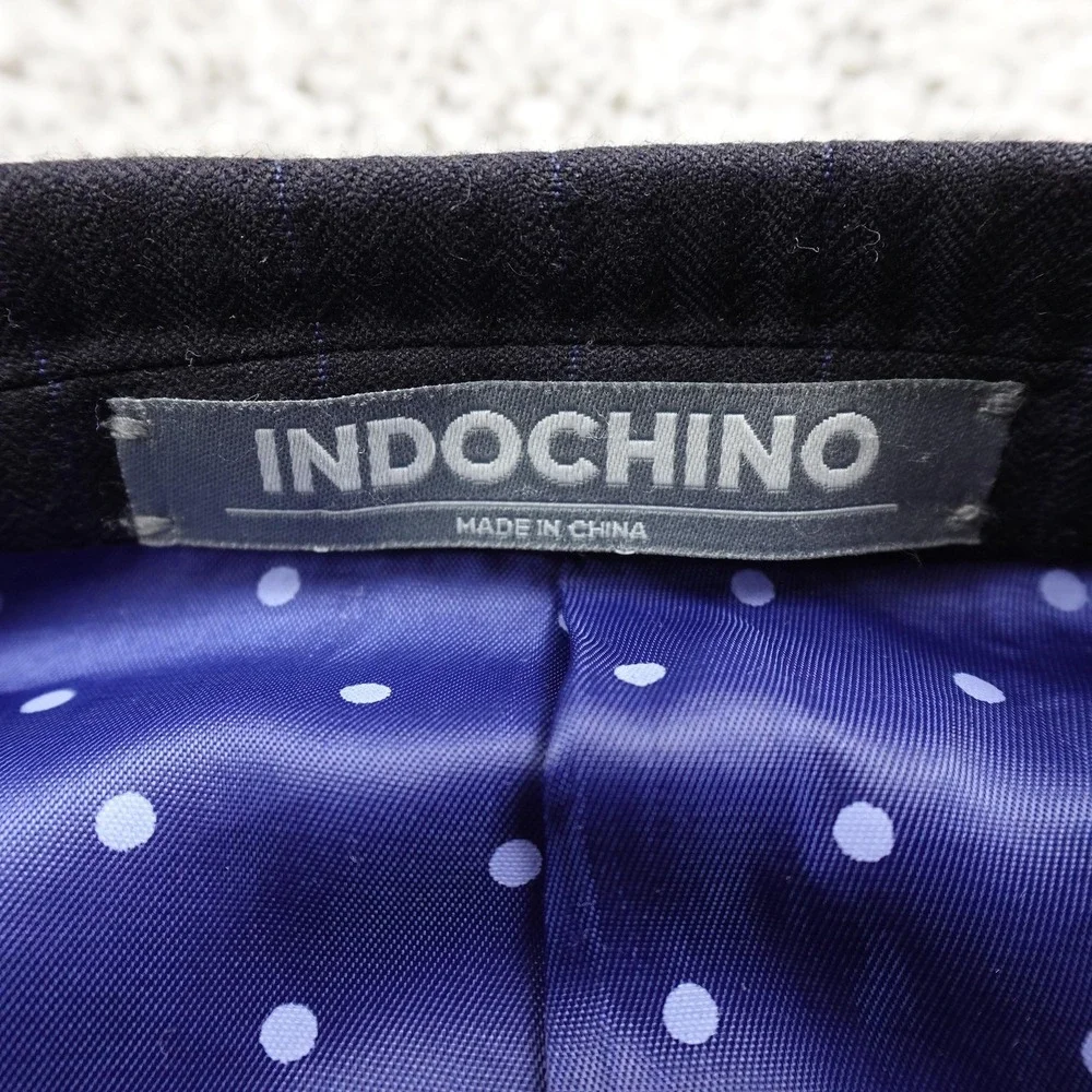 Indochino Blazer Mens 46L Blue Wool Button Suit Jacket Sport Coat‎ Surgeon Cuff